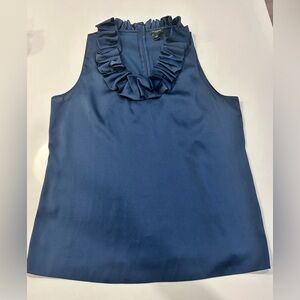 Ann Taylor Navy Blue Sleeveless Ruffle Top size 12